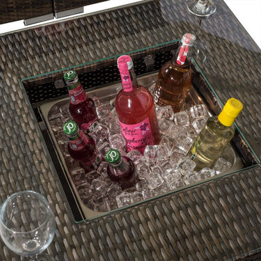 Sydney Rattan 4 Seater Armchair Conversation Set With Square Ice Bucket Coffee Table - Brown