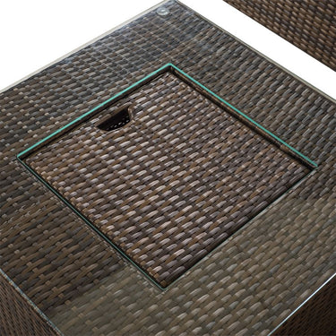 Sydney Rattan 4 Seater Armchair Conversation Set With Square Ice Bucket Coffee Table - Brown