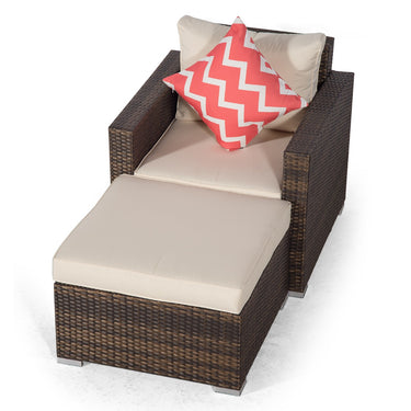 Sydney Rattan Armchair & Ottoman - Brown