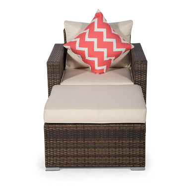 Sydney Rattan Armchair & Ottoman - Brown