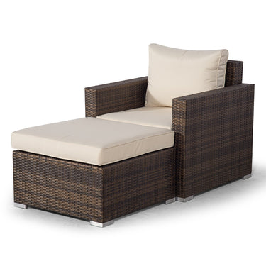 Sydney Rattan Armchair & Ottoman - Brown