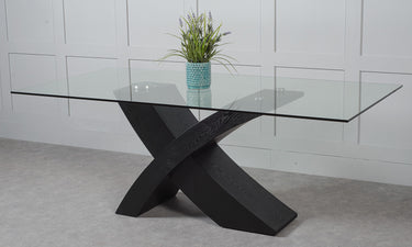 Valencia Black 200cm Large Glass Dining Table