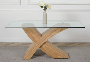 Valencia Oak Small Glass Dining Table & 4 Lola Grey Fabric Chairs