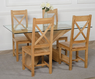 Valencia Oak Small Glass Dining Table & 4 Berkeley Oak Chairs