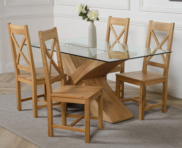 Valencia Oak Small Glass Dining Table & 4 Berkeley Oak Chairs