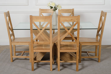 Valencia Oak Small Glass Dining Table & 6 Berkeley Oak Chairs