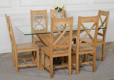 Valencia Oak Small Glass Dining Table & 6 Berkeley Oak Chairs
