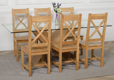 Valencia Oak Large Glass Dining Table & 6 Berkeley Oak Chairs