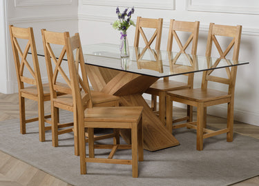 Valencia Oak Large Glass Dining Table & 6 Berkeley Oak Chairs