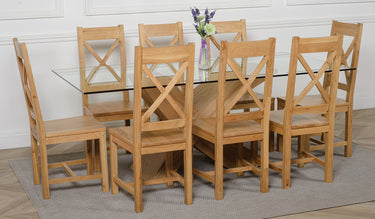Valencia Oak Large Glass Dining Table & 8 Berkeley Oak Chairs