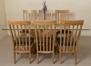 Valencia Oak Large Glass Dining Table & 6 Harvard Oak Chairs