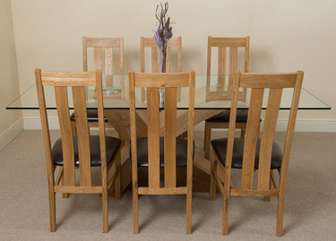 Valencia Oak Large Glass Dining Table & 6 Princeton Oak Chairs