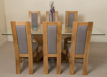 Valencia Oak Large Glass Dining Table & 6 Stanford Oak Chairs