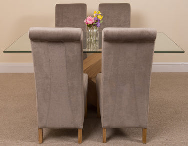 Valencia Oak Small Glass Dining Table & 4 Montana Grey Fabric Chairs