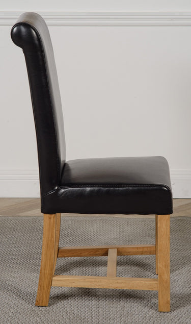 Washington Black Leather Dining Chair | Braced Legs