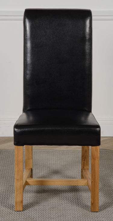 Washington Black Leather Dining Chair | Braced Legs