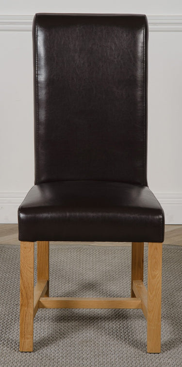 Washington Brown Leather Dining Chair | Braced Legs