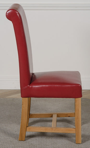 Washington Burgundy Leather Dining Chair | Braced Legs