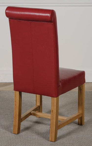 Washington Burgundy Leather Dining Chair | Braced Legs