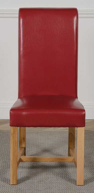 Washington Burgundy Leather Dining Chair | Braced Legs