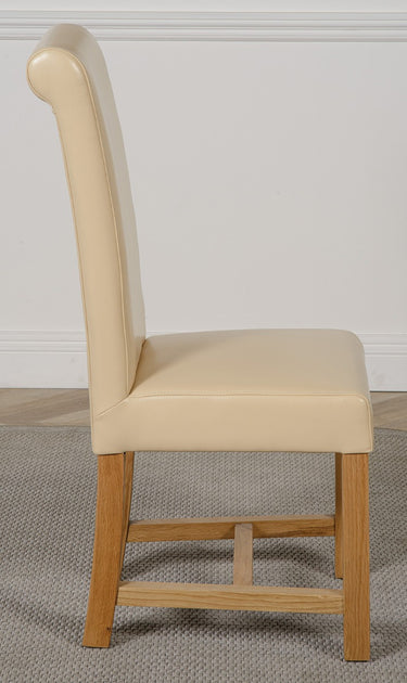 Washington Ivory Leather Dining Chair | Braced Legs