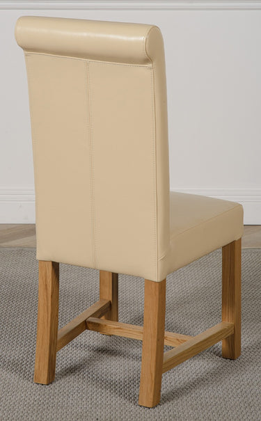 Washington Ivory Leather Dining Chair | Braced Legs