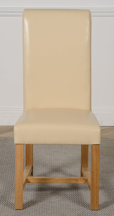 Washington Ivory Leather Dining Chair | Braced Legs