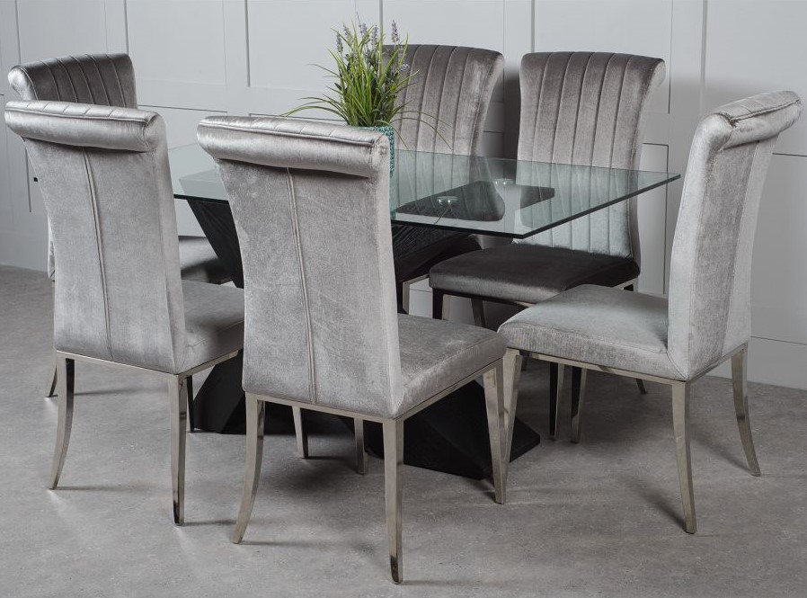 valencia-black-160cm-with-6-paris-grey-fabric-dining-chairs_1